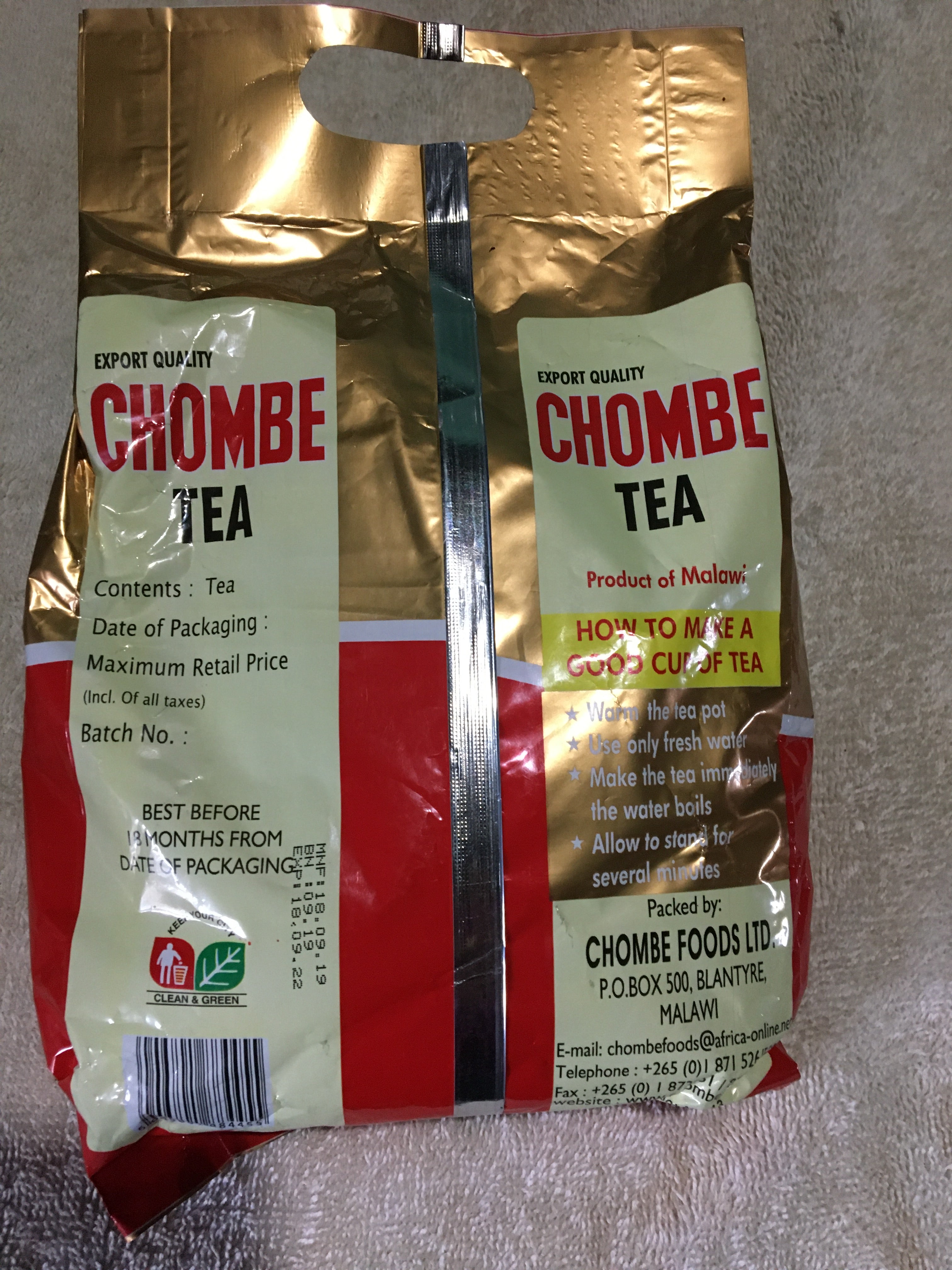 Chombe Tea (Loose)  Black tea  500g  (1lb 1.64 oz)